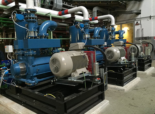 Gieffe System's liquid ring vacuum skid with total recerculation of the service liquid